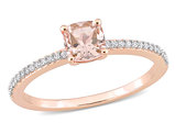 3/5 Carat (ctw) Morganite Ring in 10K Rose Pink Gold with Diamonds